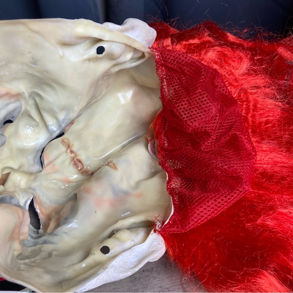 Evil Clown Halloween Rubber‎ Mask Red Hair Teeth Horror - Spirit Halloween - Picture 4 of 8